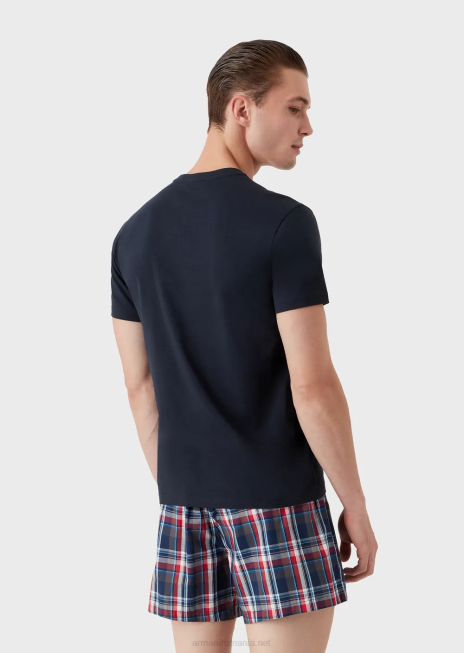 bărbați R802G1805 pijamale boxer cu model jacquard Armani blu navy