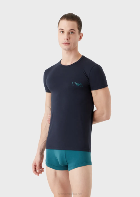 bărbați R802G1810 pachet de două tricouri slim-fit cu logo monogramă îndrăzneț Armani model