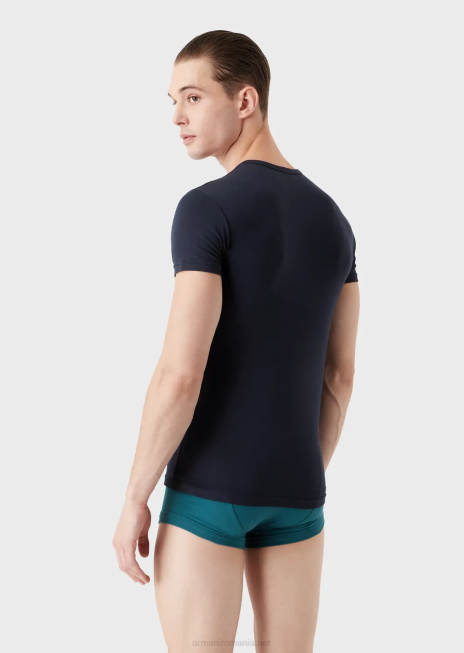 bărbați R802G1810 pachet de două tricouri slim-fit cu logo monogramă îndrăzneț Armani model