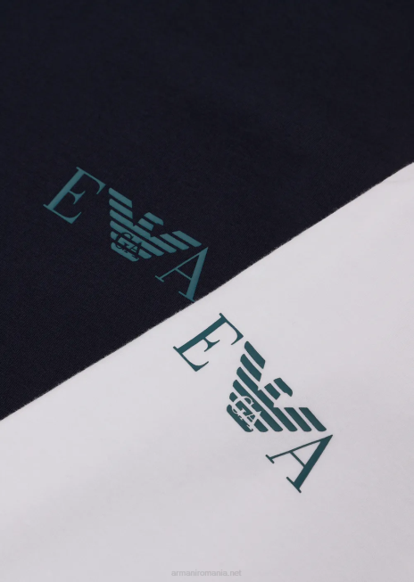 bărbați R802G1810 pachet de două tricouri slim-fit cu logo monogramă îndrăzneț Armani model