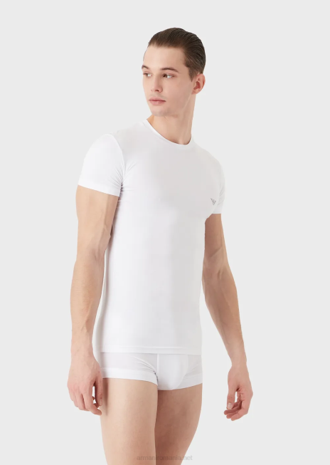 bărbați R802G1814 Cameră de corp slim-fit din modal moale Armani alb