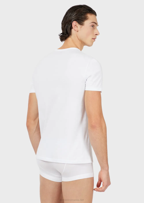 bărbați R802G1817 pachet de două tricouri de lenjerie intimă cu decolteu în V, din bumbac pur, în formă regulată Armani negru