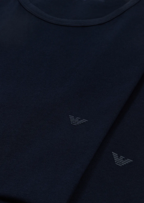 bărbați R802G1818 pachet de două tricouri de lenjerie de corp din bumbac pur, în formă regulată Armani albastru marin