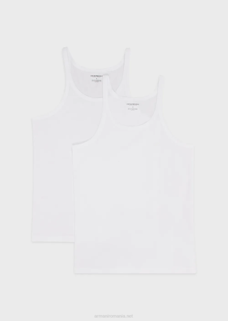 bărbați R802G1821 pachet de două veste din bumbac pur Armani alb