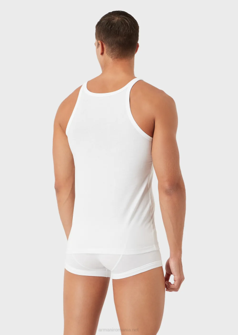 bărbați R802G1821 pachet de două veste din bumbac pur Armani alb