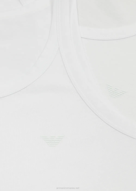 bărbați R802G1821 pachet de două veste din bumbac pur Armani alb