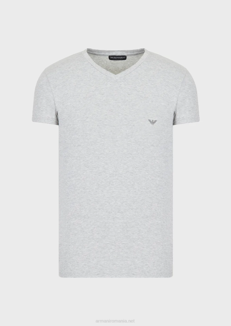 bărbați R802G1823 tricou de bază de lenjerie intimă cu decolteu în V Armani gri deschis