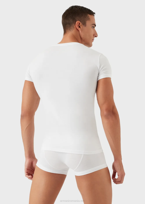 bărbați R802G1824 tricou de bază de lenjerie intimă cu decolteu în V Armani alb