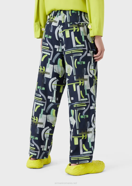 bărbați R802G1367 pantaloni cu șnur cu model integral din amestec de lyocell Armani model