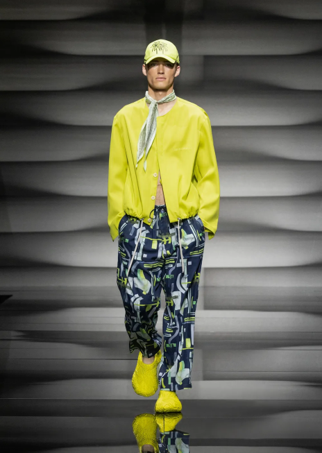 bărbați R802G1367 pantaloni cu șnur cu model integral din amestec de lyocell Armani model