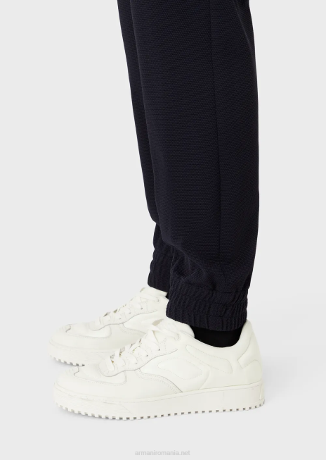 bărbați R802G1368 pantaloni cu manșete elastice la glezne din jerseu tehnic 3d stretch Armani albastru marin