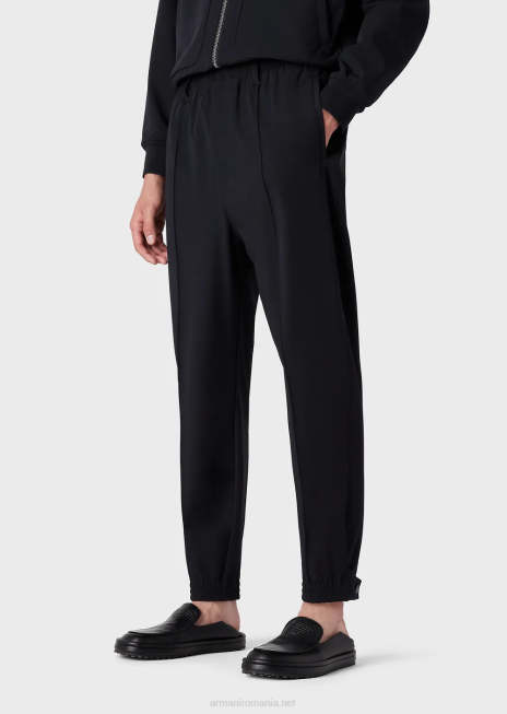 bărbați R802G1370 pantaloni de jogging din nailon tehnic striat în două direcții Armani albastru marin