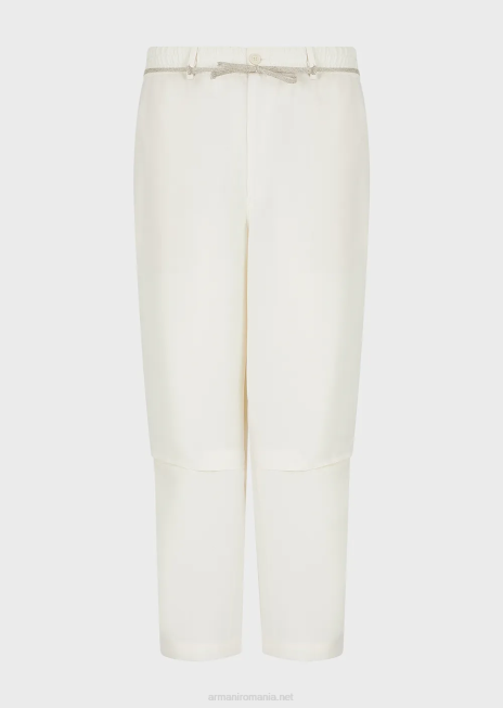 bărbați R802G1372 pantaloni culottes din crepon fluid cu centură de frânghie Armani