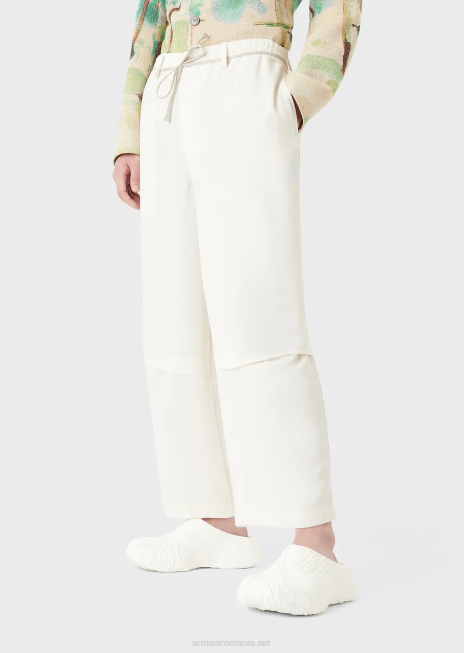 bărbați R802G1372 pantaloni culottes din crepon fluid cu centură de frânghie Armani