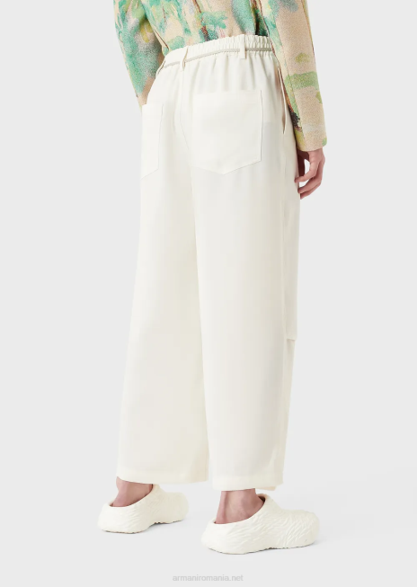 bărbați R802G1372 pantaloni culottes din crepon fluid cu centură de frânghie Armani