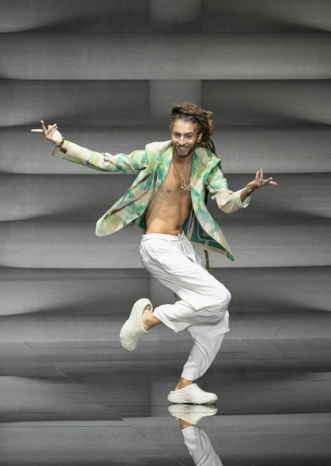 bărbați R802G1372 pantaloni culottes din crepon fluid cu centură de frânghie Armani