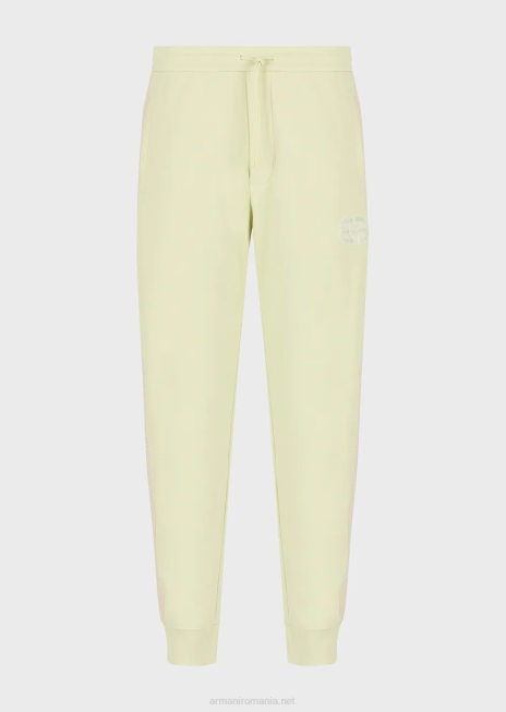bărbați R802G1377 pantaloni de jogging din tricou cu fiecare petic și dungi Armani verde deschis