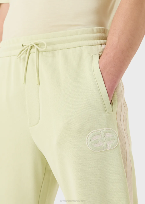 bărbați R802G1377 pantaloni de jogging din tricou cu fiecare petic și dungi Armani verde deschis