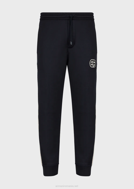 bărbați R802G1378 pantaloni de jogging din tricou cu fiecare petic și dungi Armani albastru marin