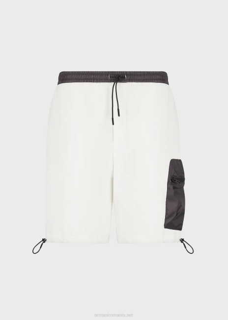 bărbați R802G1381 pantaloni scurți de bord din jerseu dublu cu șnur, travel essentials Armani alb