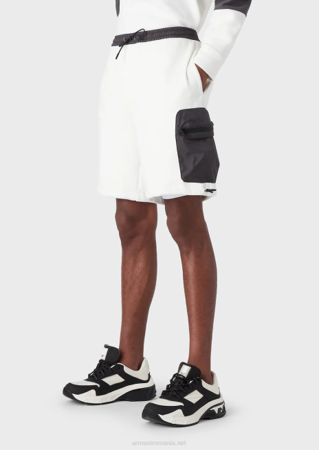 bărbați R802G1381 pantaloni scurți de bord din jerseu dublu cu șnur, travel essentials Armani alb