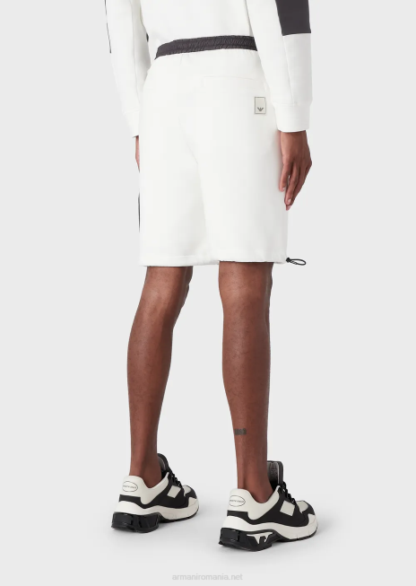 bărbați R802G1381 pantaloni scurți de bord din jerseu dublu cu șnur, travel essentials Armani alb