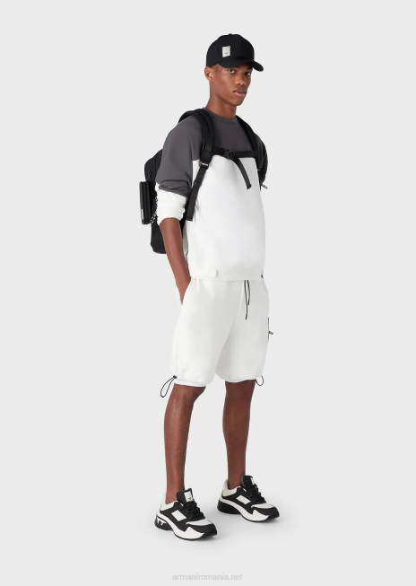 bărbați R802G1381 pantaloni scurți de bord din jerseu dublu cu șnur, travel essentials Armani alb