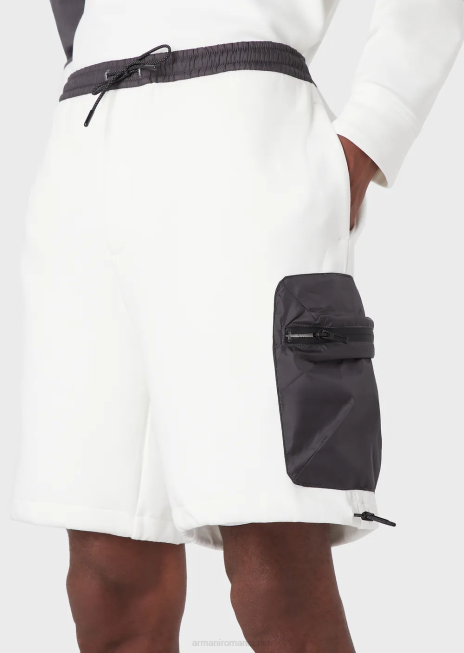 bărbați R802G1381 pantaloni scurți de bord din jerseu dublu cu șnur, travel essentials Armani alb