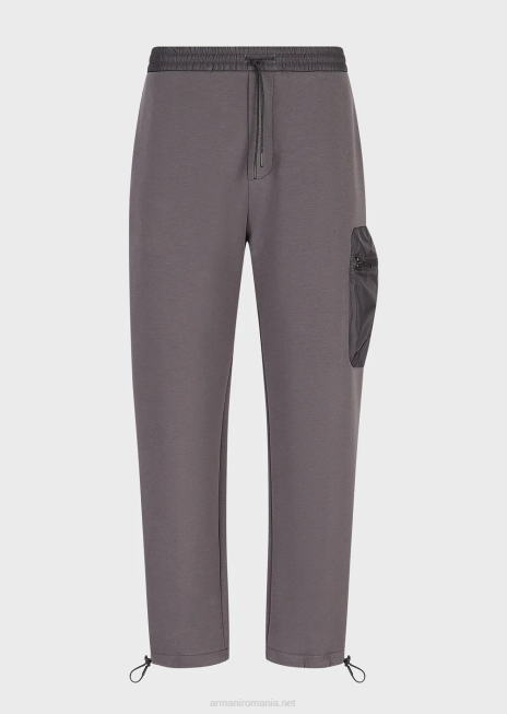 bărbați R802G1383 pantaloni de jogging din jerseu dublu, travel essentials Armani gri închis