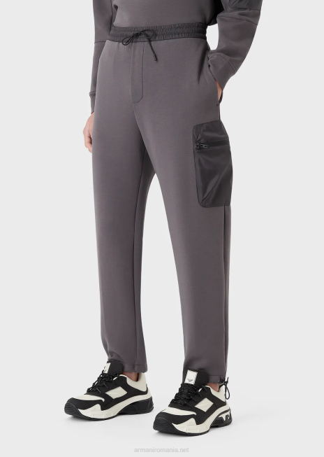 bărbați R802G1383 pantaloni de jogging din jerseu dublu, travel essentials Armani gri închis