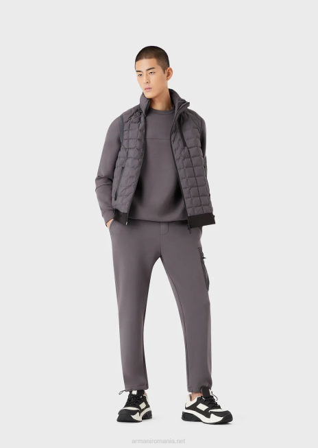 bărbați R802G1383 pantaloni de jogging din jerseu dublu, travel essentials Armani gri închis