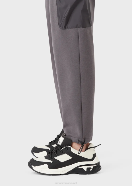 bărbați R802G1383 pantaloni de jogging din jerseu dublu, travel essentials Armani gri închis