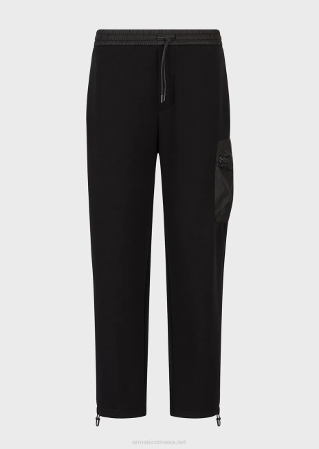 bărbați R802G1384 pantaloni de jogging din jerseu dublu, travel essentials Armani negru