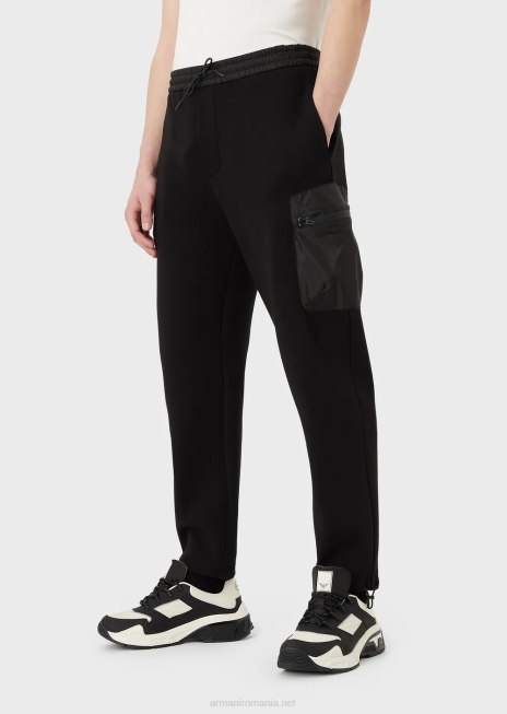 bărbați R802G1384 pantaloni de jogging din jerseu dublu, travel essentials Armani negru