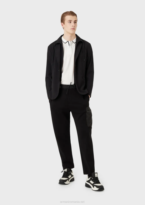 bărbați R802G1384 pantaloni de jogging din jerseu dublu, travel essentials Armani negru