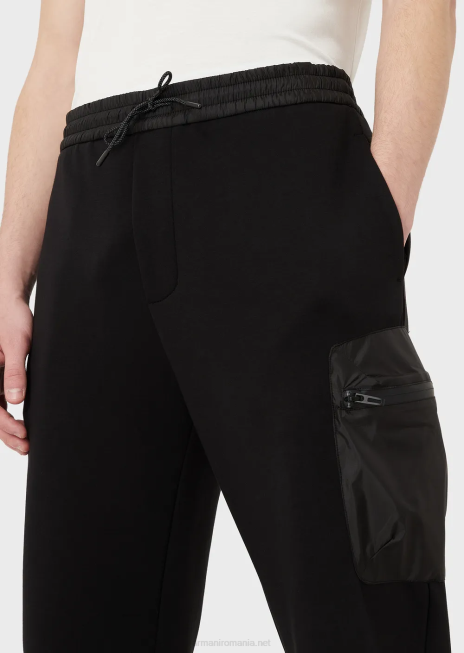 bărbați R802G1384 pantaloni de jogging din jerseu dublu, travel essentials Armani negru