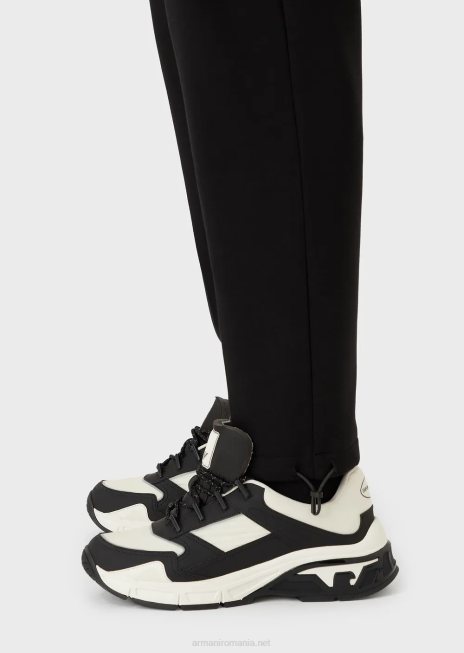 bărbați R802G1384 pantaloni de jogging din jerseu dublu, travel essentials Armani negru