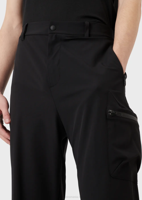 bărbați R802G1386 pantaloni din nailon tehnic, hidrofugă, elastic pentru călătorii Armani negru