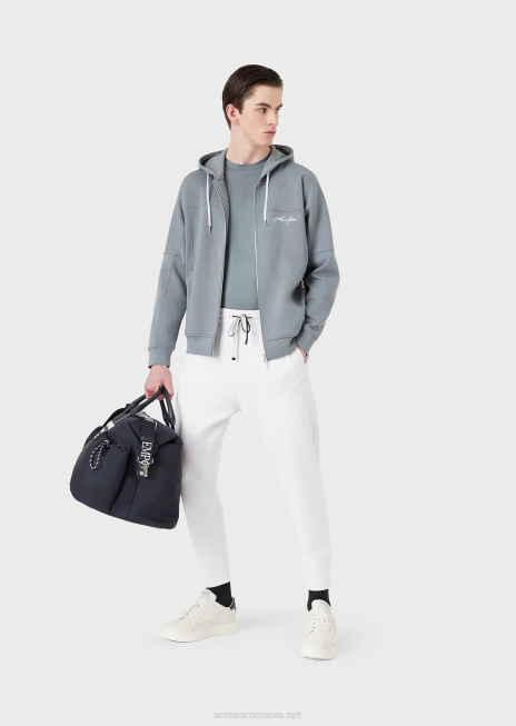 bărbați R802G1391 joggeri din jerseu dublu Armani alb