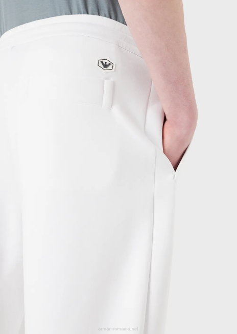 bărbați R802G1391 joggeri din jerseu dublu Armani alb