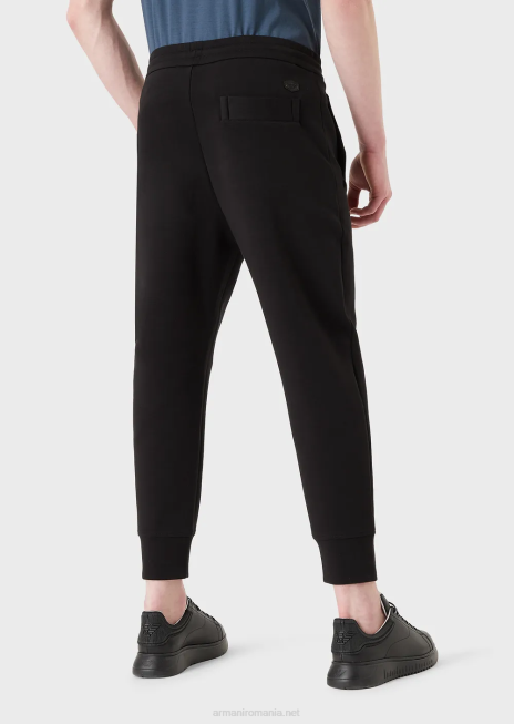 bărbați R802G1392 joggeri din jerseu dublu Armani negru