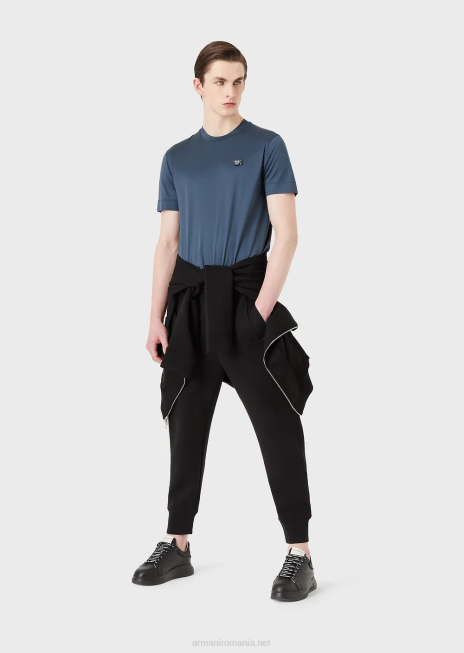 bărbați R802G1392 joggeri din jerseu dublu Armani negru
