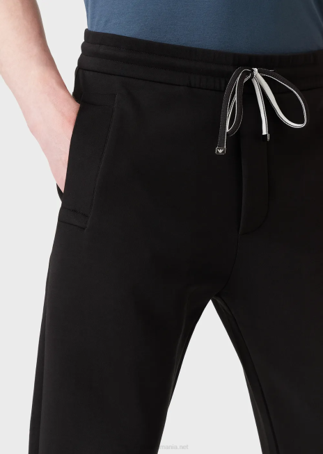 bărbați R802G1392 joggeri din jerseu dublu Armani negru