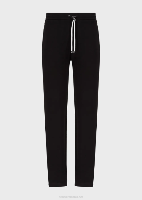 bărbați R802G1393 pantaloni de jogging din jerseu dublu cu buzunar cu pasare Armani negru