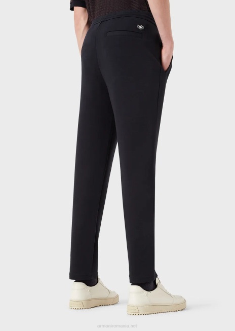 bărbați R802G1396 pantaloni de jogging din jerseu dublu cu buzunar cu pasare Armani albastru marin