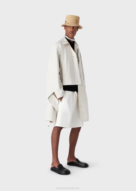 bărbați R802G1401 pantaloni scurți din jerseu dublu, cu șnur și talie cu logo Armani alb