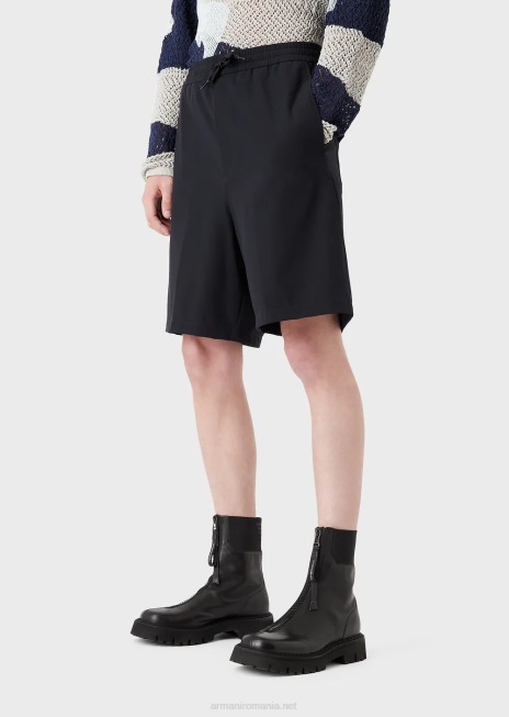 bărbați R802G1402 pantaloni din nailon tehnic bielastic cu manșete elastice Armani albastru marin