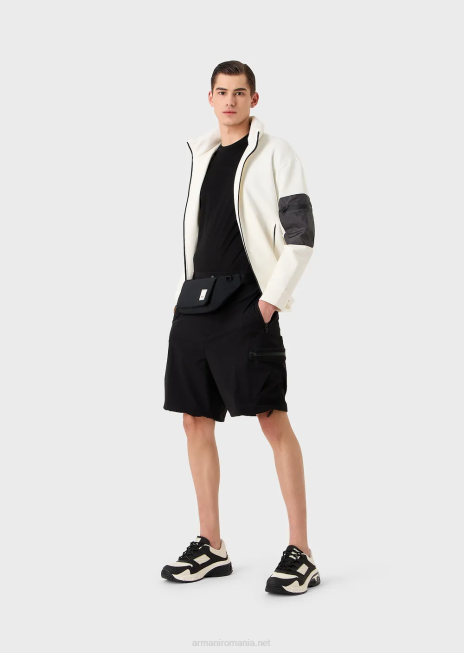 bărbați R802G1403 pantaloni scurți din nailon tehnic, hidrofugă, elastic pentru călătorii Armani negru