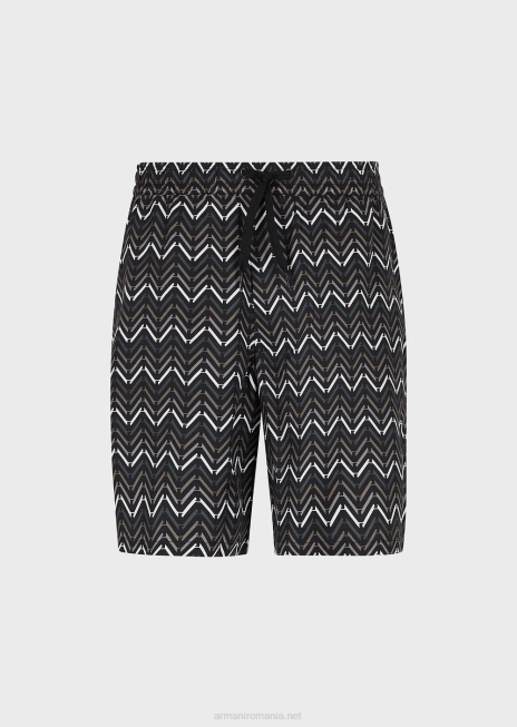 bărbați R802G1404 pantaloni scurți din lyocell cu model integral, cu șnur Armani model