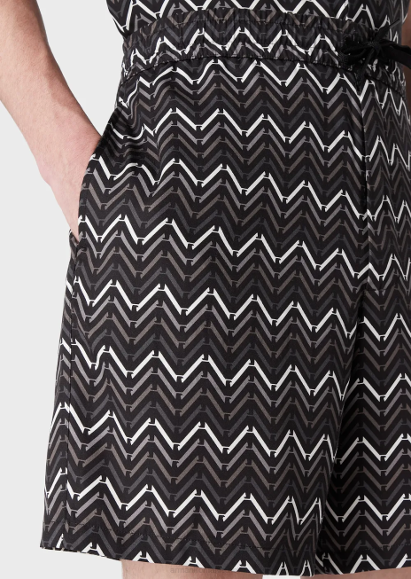 bărbați R802G1404 pantaloni scurți din lyocell cu model integral, cu șnur Armani model